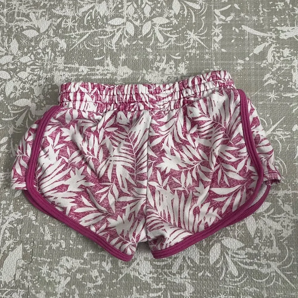 GAP White Shorts with Pink Leaf Print and Pink Trim